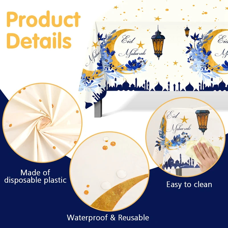 Eid Mubarak Stjernemåneduk Ramadan Kareem Dekor til Hjem 2025 Islamsk Muslimsk Fest Eid Al Adha Utstyr Slottbordduk