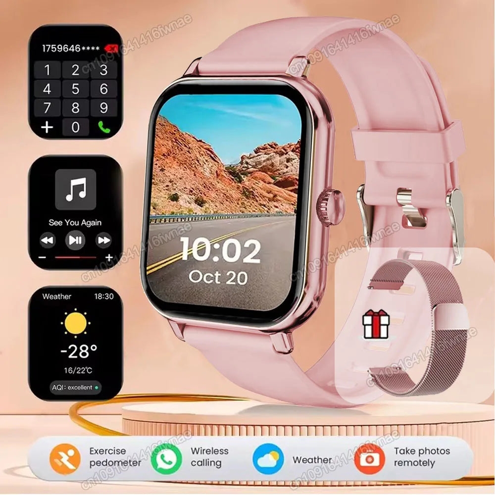 Smartwatch para Android IOS Relojes Pantalla HD de 2.01 pulgadas Llamada Bluetooth Alerta de Mensajes Música Modo Deportivo Smartwatch para Hombres Mujeres Regalo
