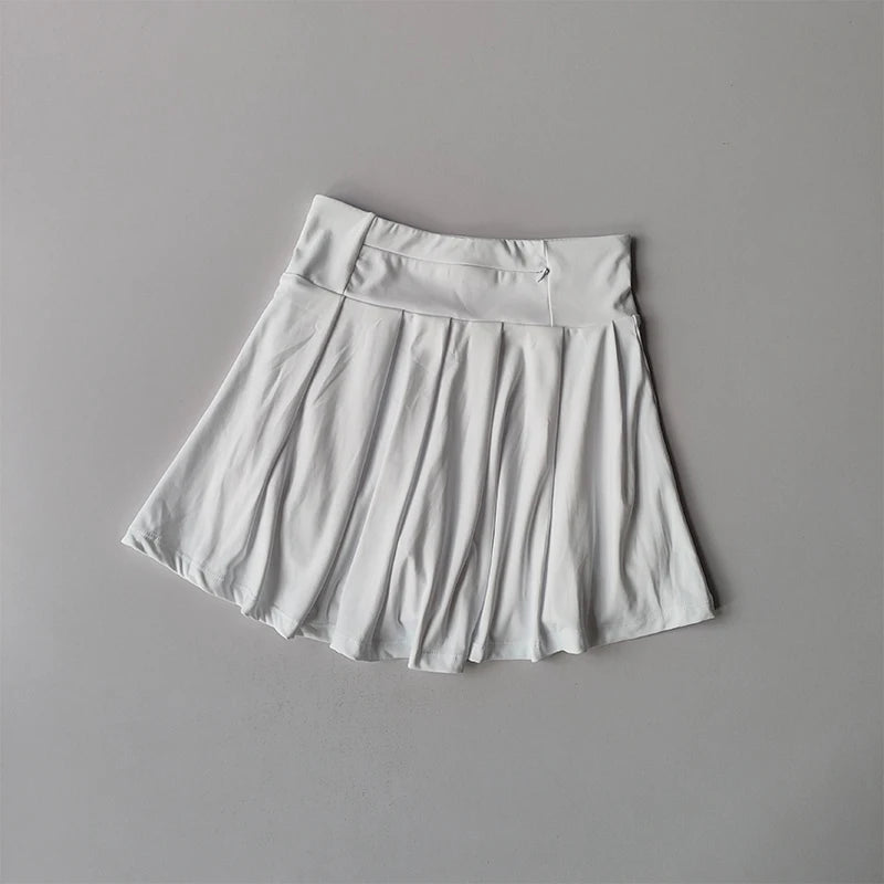 Falda de tenis para mujer, conjunto de yoga de verano, camiseta de manga corta, maratón, bádminton, golf, falda deportiva, conjunto deportivo de fitness
