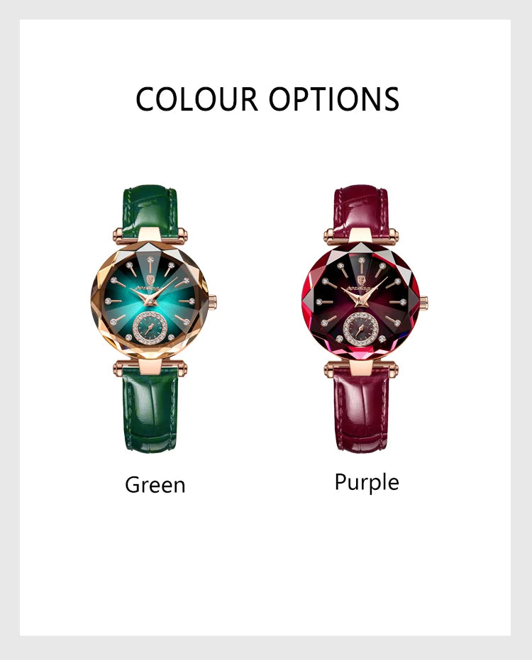POEDAGAR Relojes de mujer, moda, esfera de diamante, cuero, cuarzo, marca superior de lujo, resistente al agua, reloj de pulsera para mujer, regalo para novia