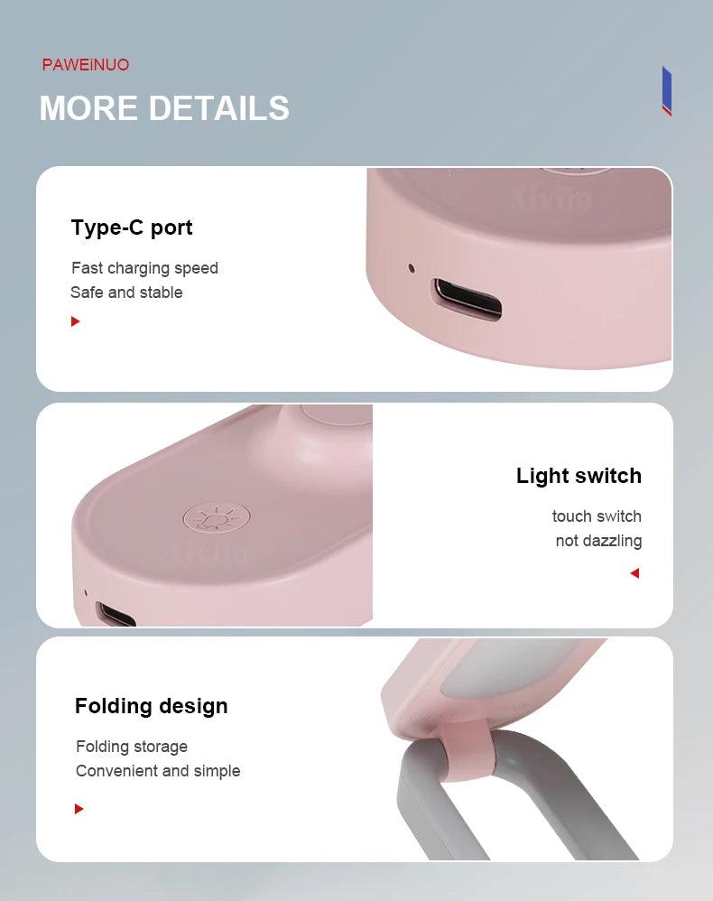 LED Desk Lamp for Office Home & Battery Operated Lamp Rechargeable Lamp Foldable,Portable, Small Desk Lamp Wireless Reading Lamp
