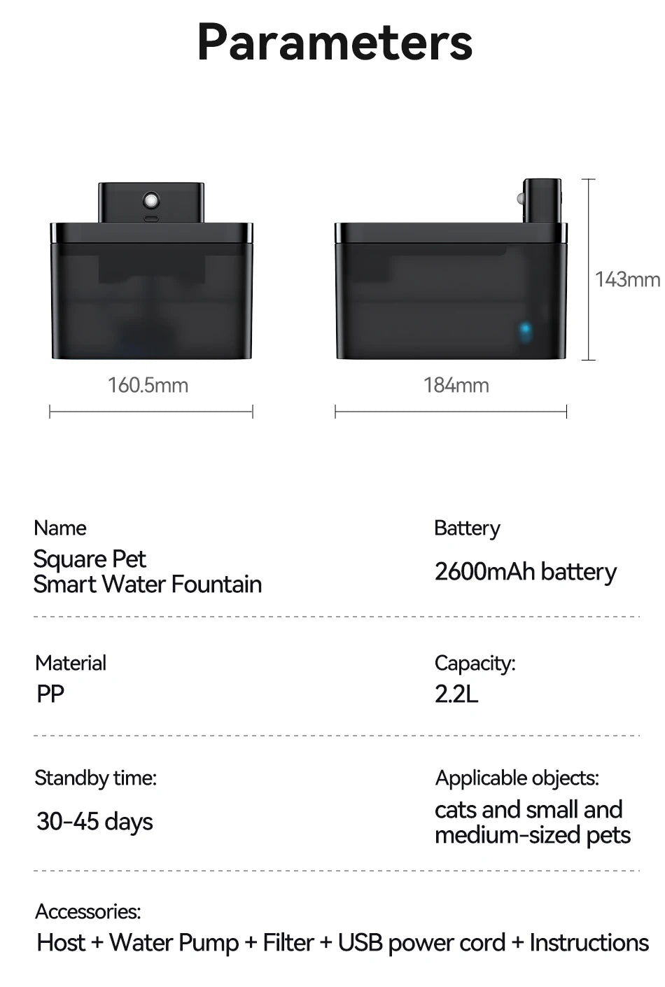 ROJECO Fuente de Agua Automática Inalámbrica para Gatos 2600mAh Dispensador de Agua para Mascotas para Perros Gatos Sensor Infrarrojo Bebedero Inteligente para Mascotas