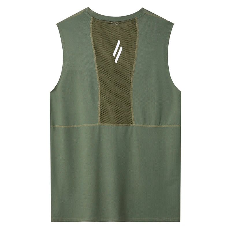 Chaleco de hombre negro transpirable de fibra de poliéster de secado rápido, sin mangas deportivo, apto para gimnasio, correr y entrenar, casual