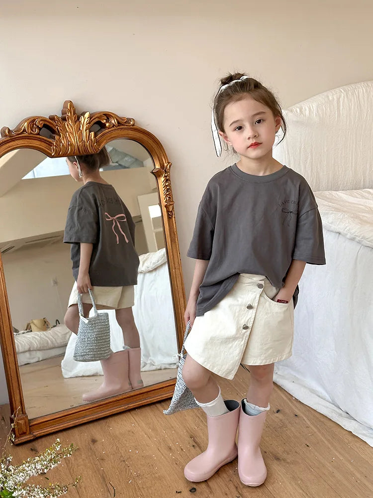 Ropa Infantil Niña Niños Camiseta de Manga Corta Ropa de Niña Verano Tops Ropa de Niños Ropa de Niño Ropa De Niña Ropa De Niño