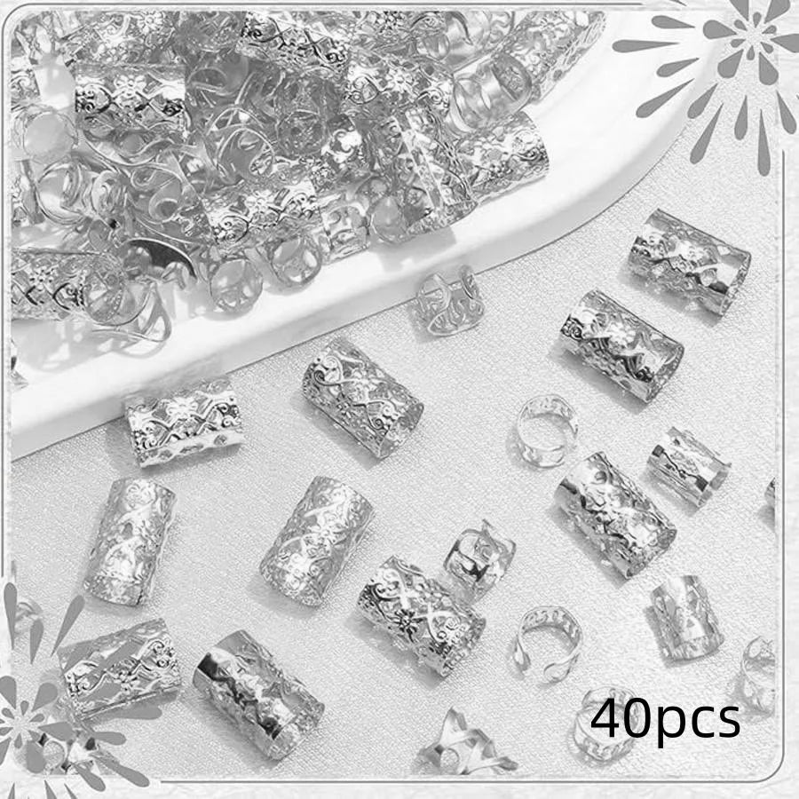 Bohemian Braid Beads Kit Stainless Steel Hair Rings Clips Curly Dreadlocks Jewelry Pendants Hair Decor for African Hair Styling