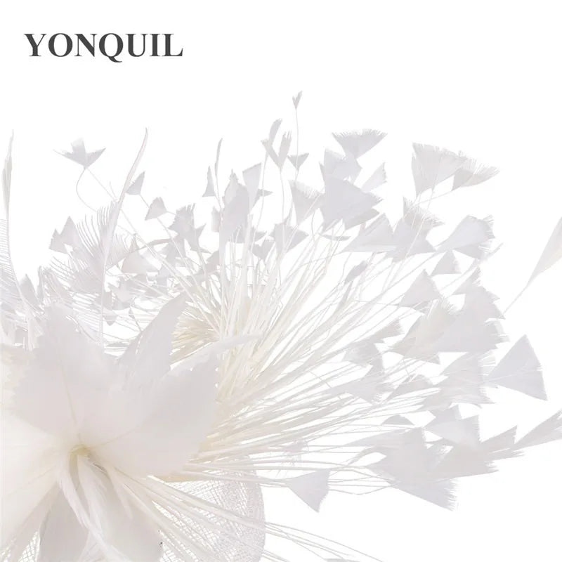 Fashion Feathers Hats Sinamay Fascinators Chapeau Elegant Women Hair Fedora Accessory Ladies Party Tea Race Headwear With Clips