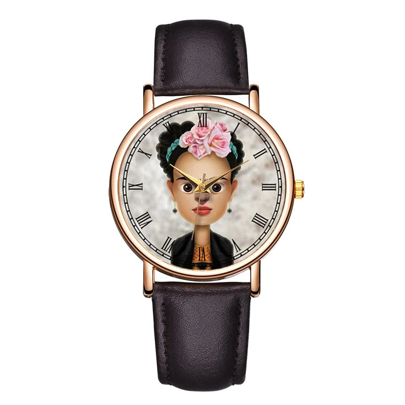 Conjunto de reloj de cuarzo de moda para mujer, interesante reloj de pulsera de cuero impermeable, reloj de personalidad de minoría ligera