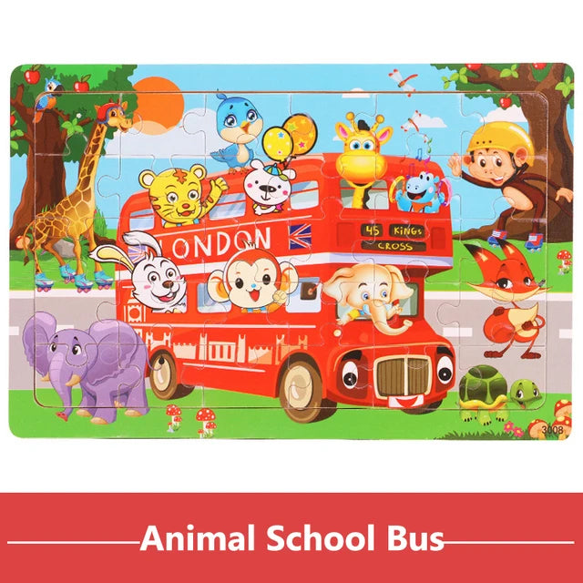 Economy 30piece Montessori 3D Puzzle Cartoon Animal Wooden Jigsaw Puzzle Board Game Educational Toys For Children Gifts