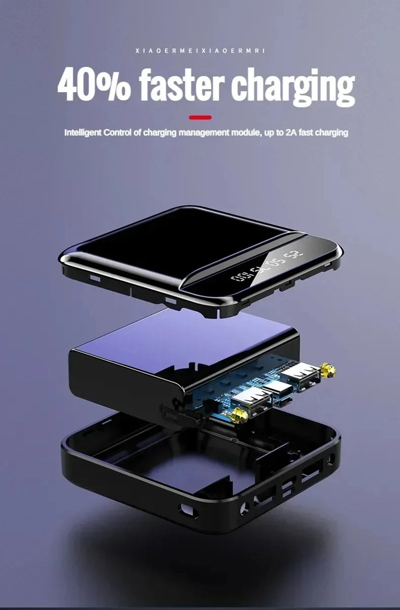 20000mah stor kapasitet mobil powerbank batteriskjerm LED-belysning mini bærbar utendørs telefon universell hurtiglading
