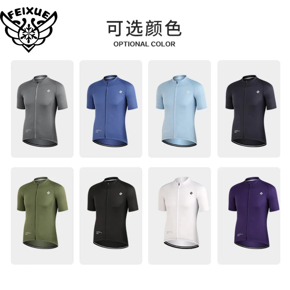 Cycling Jersey Man Breathable Bicycle Biking Clothing Solid with Pockets Men's Cycling Top Shirt MTB Bike Riding Clothes