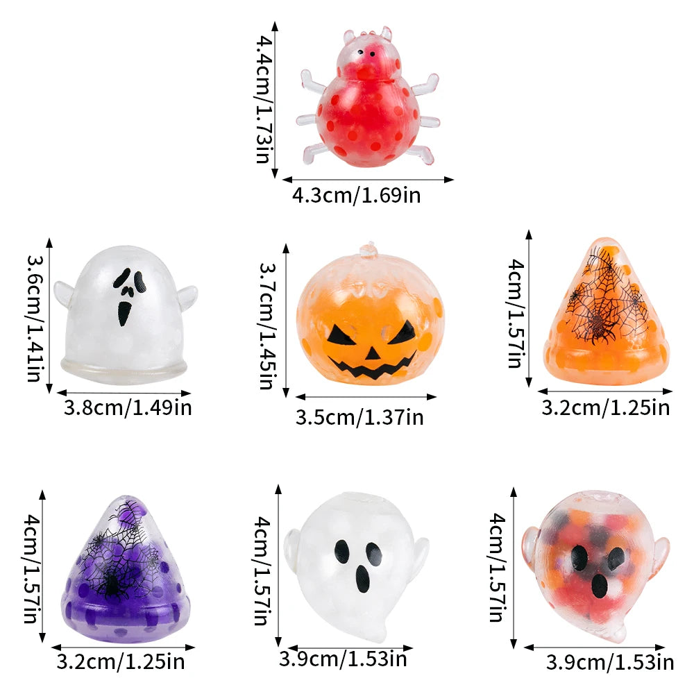 5/10 piezas divertidas bolas de cuentas de Halloween Juguetes de pellizco Accesorios de broma para niños Regalo de Halloween Decoración de fiesta de cumpleaños para niños Recuerdos