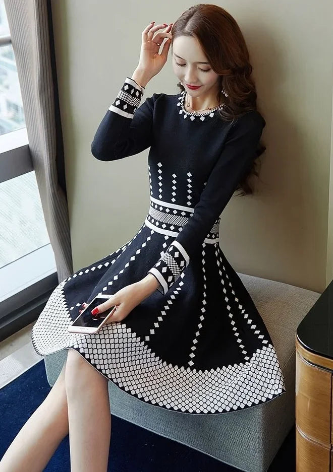 Vestido de manga larga para mujer a la moda, vestidos midi para mujer, elegante y bonito, casual, juvenil, verano 2025, otoño, invierno, ropa de lujo