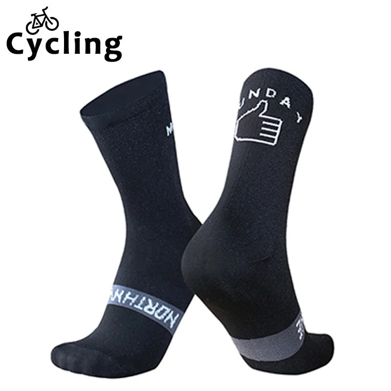 Deporte Correr Lunes Calcetines Nuevo Domingo Transpirable Ciclismo Calcetines de Ciclismo de Carretera para Hombres Mujeres calcetines ciclismo