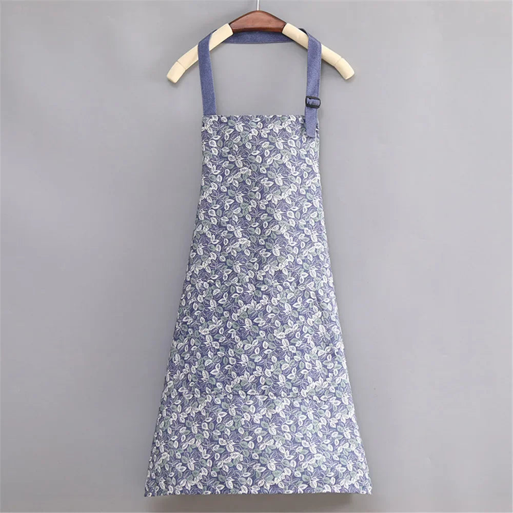 1 ud. Delantal de moda de tela de algodón, impermeable, engrosado, resistente a la suciedad, delantal de cocina y ropa de trabajo para el hogar, ropa de trabajo de jardinería