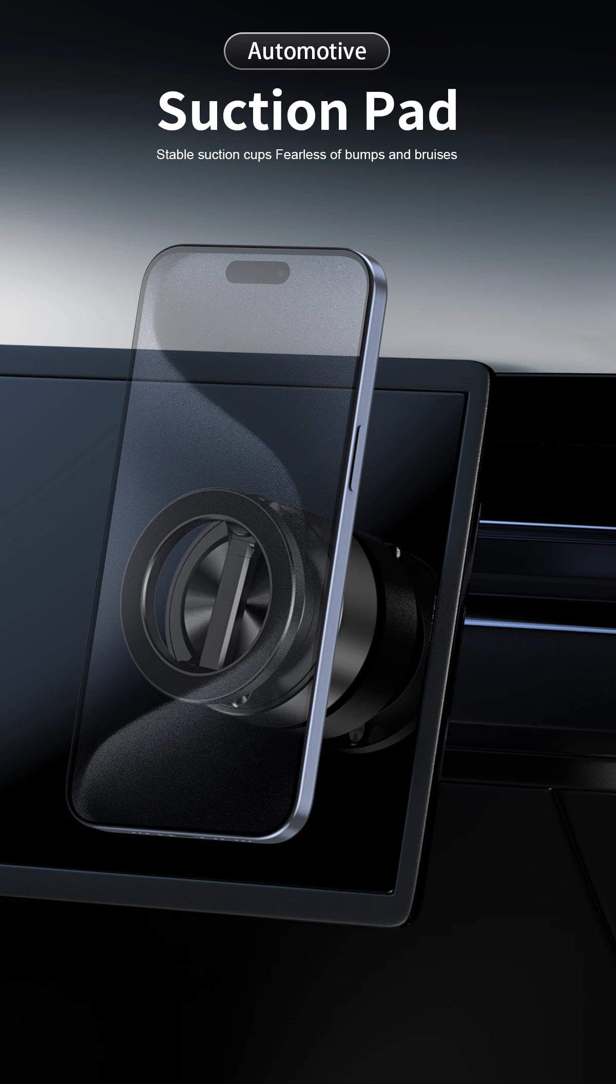 Support de téléphone de voiture double face, support d'adsorption magnétique sous vide avec chargeur sans fil, support de téléphone de voiture rotatif à 360 degrés