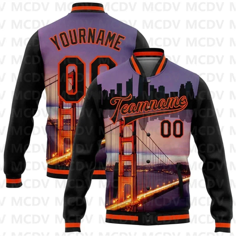 Pittsburgh City Edition Varsity-jakke – Tilpasset 3D-bomberjakke i svart og gull
