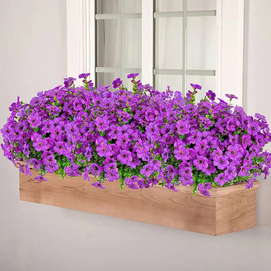 Flores artificiales para exterior, resistentes a los rayos UV, plantas sintéticas para jardín, bodas, hogar, cocina, decoración de granja, plantas artificiales