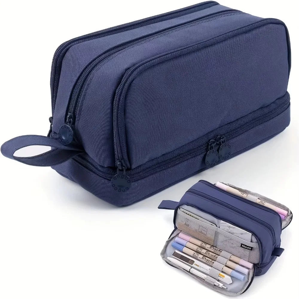 Trousse à crayons 3/4 compartiments multicouches grande capacité pour écoliers, compartiment transparent pour stylos