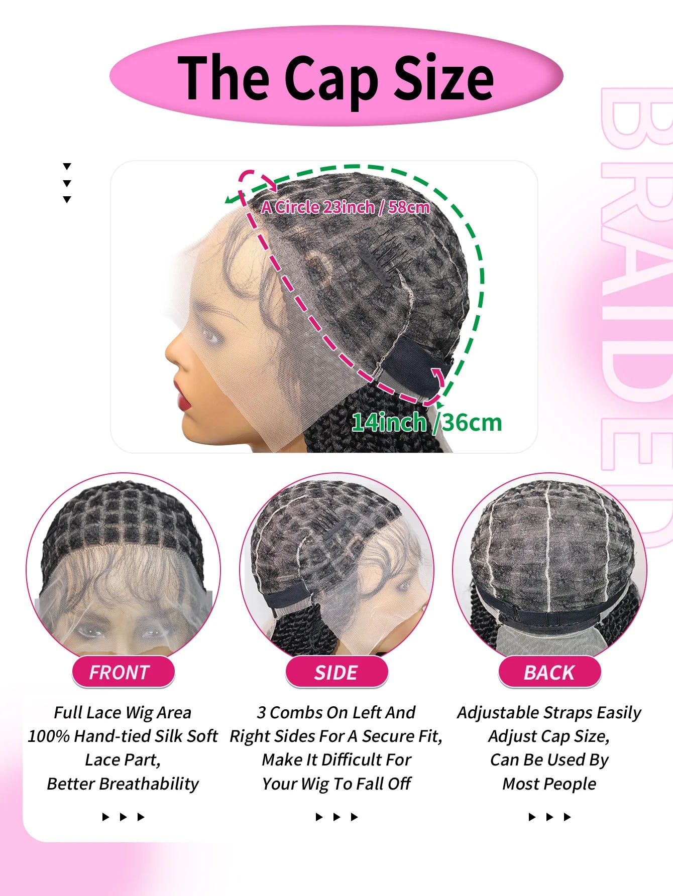 Pelucas trenzadas senegalesas para mujeres negras, sintéticas, de encaje frontal completo, sin nudos, con trenzas de caja, Passion Twists, de 36 y 40 pulgadas.