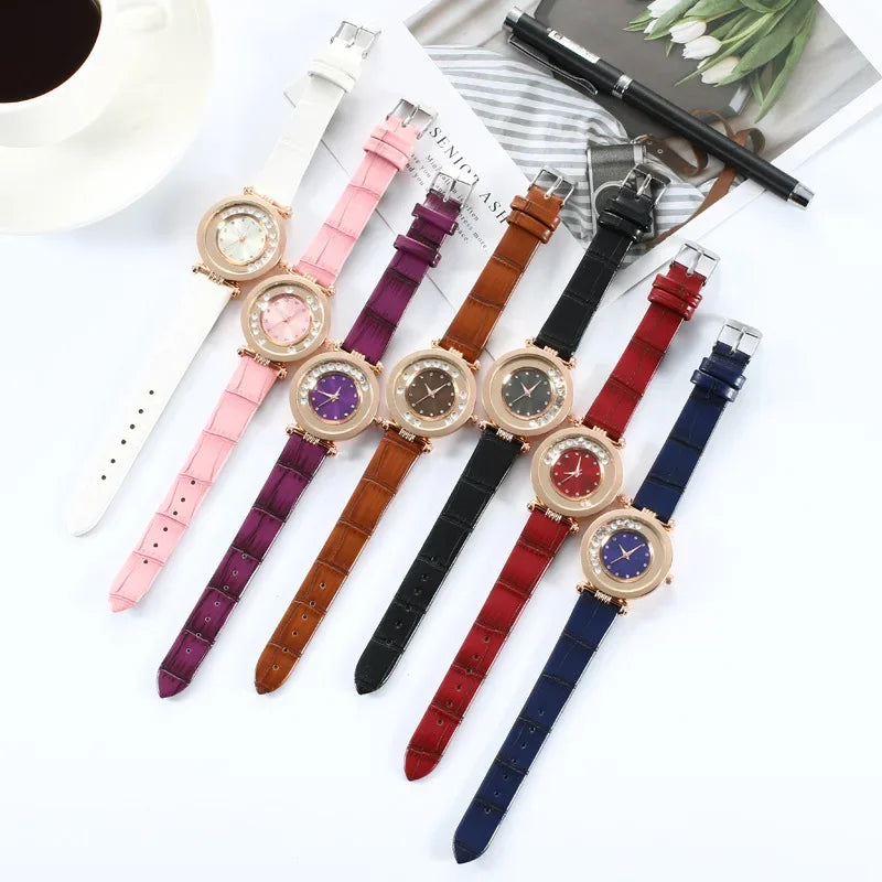 Relojes para mujer, lujo femenino, temperamento, reloj de mujer, correa de cuero, reloj de diamantes, reloj analógico de cuarzo, Reloj Mujer, Montre Femme