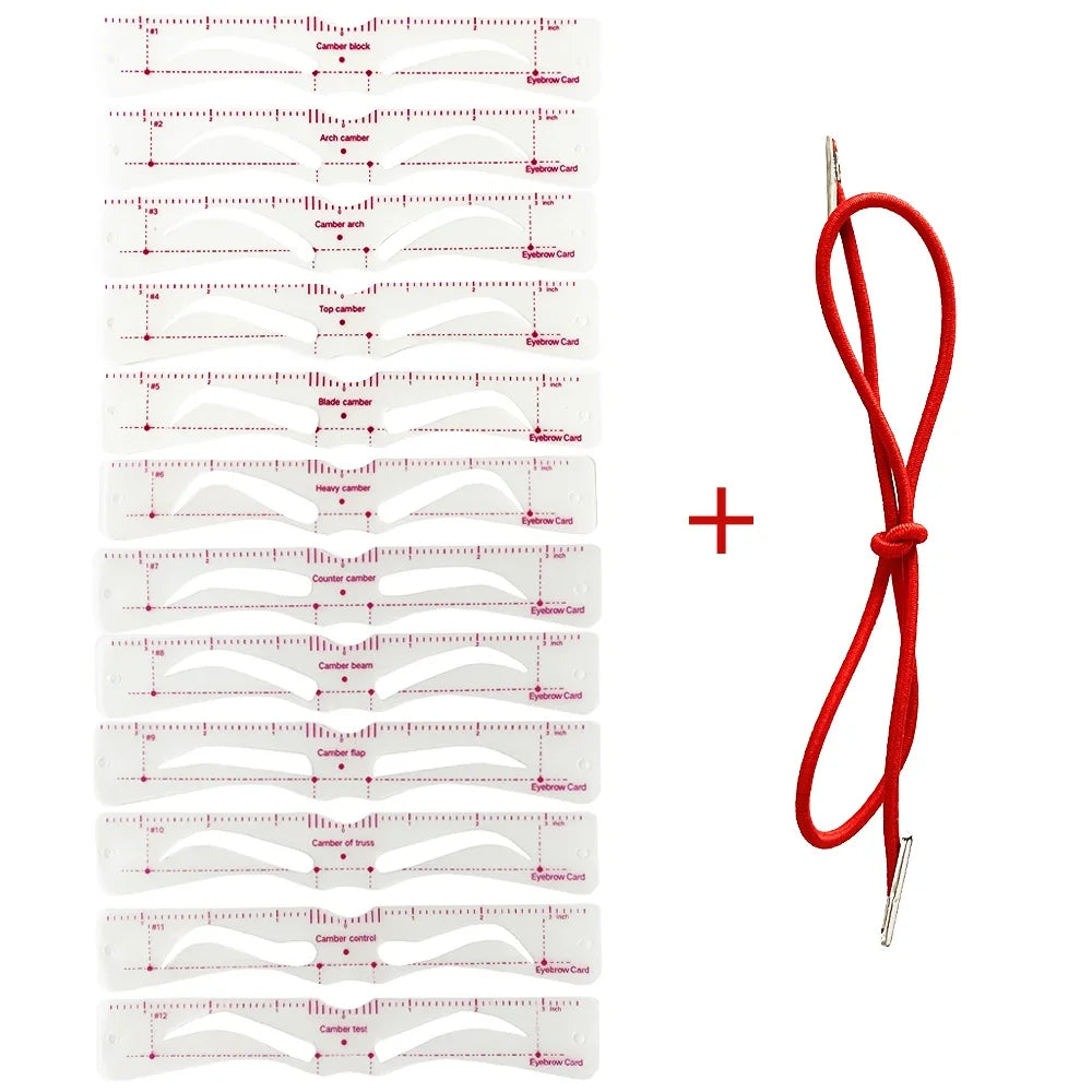 12-Style Reusable Eyebrow Stencil Set