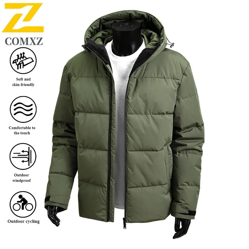 Men's Reversible Hooded Jacket Winter Thermal Coat Waterproof Windproof Double Face Fleece Outerwear for Cold Weather 2025