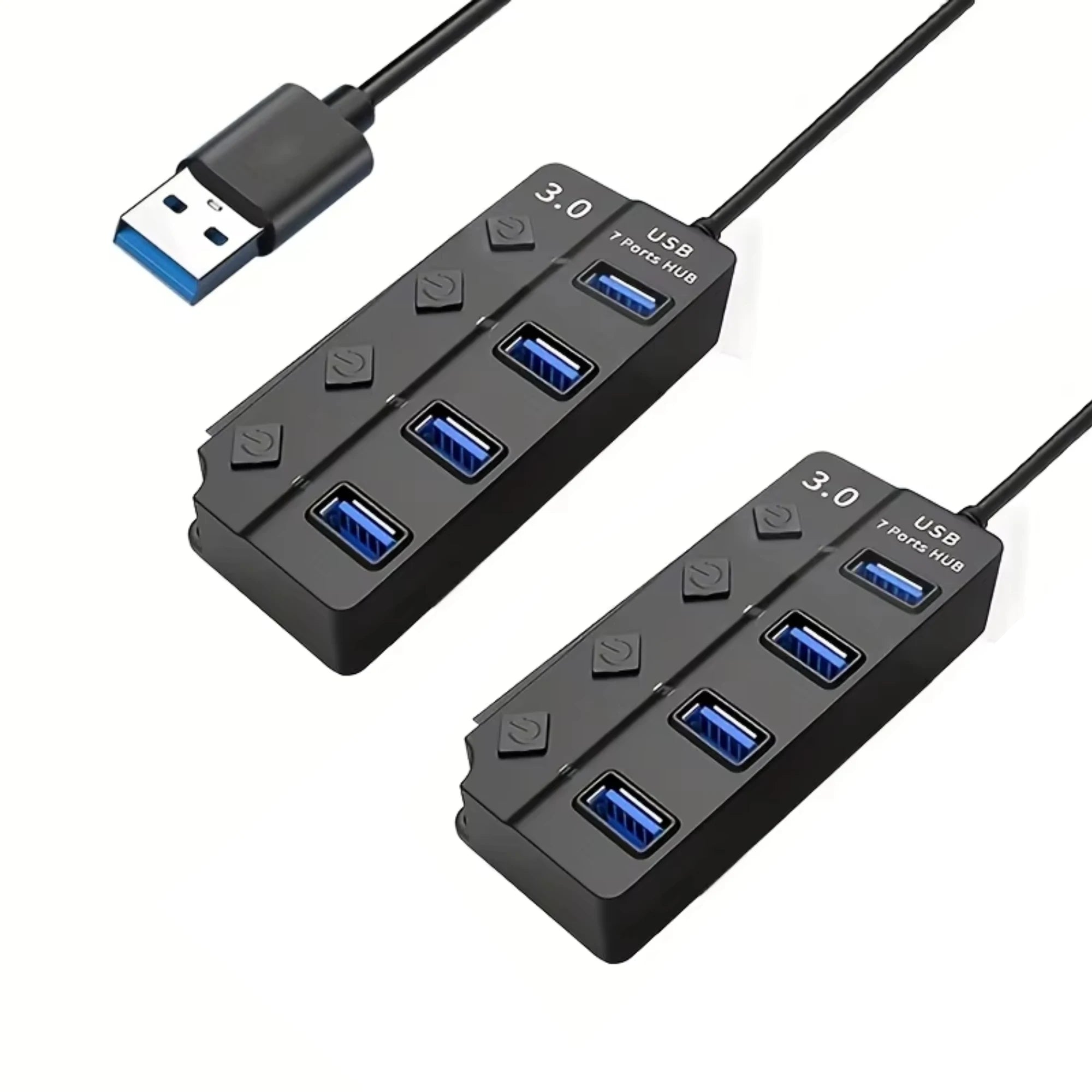 Concentrador USB 3.0 de 4/7 puertos con indicador LED, control de interruptor independiente para laptop, unidad flash, disco duro, impresora, cámara, teclado