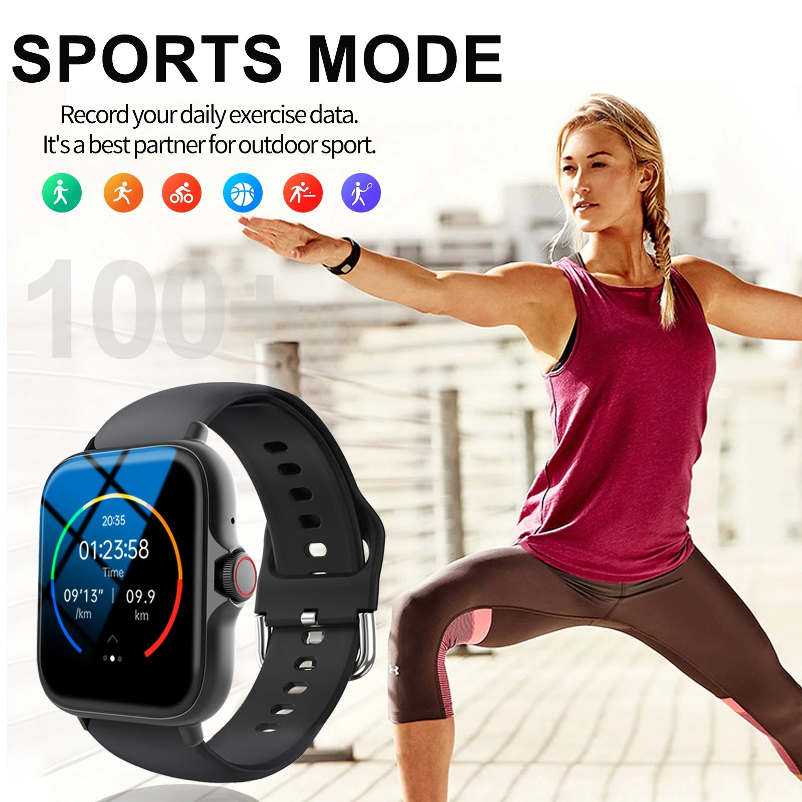 Reloj inteligente, llamadas/marcación inalámbricas, varios recordatorios de aplicaciones, adecuado para hombres y mujeres, relojes deportivos, para iPhone/Android