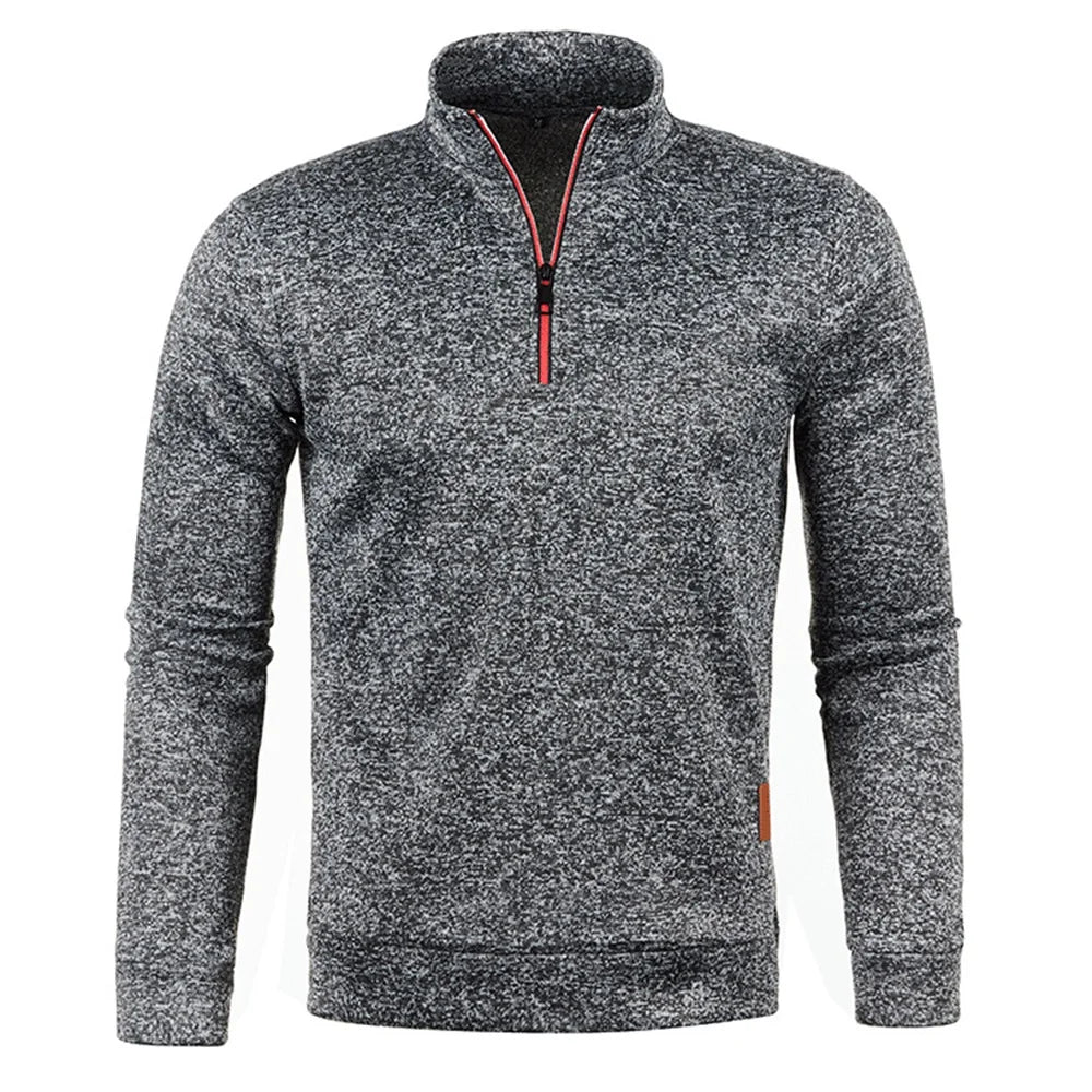 Sudadera de hombre, primavera, más gruesa, tipo pulóver, con media cremallera, para hombre, sudadera con capucha, sudadera de exterior, otoño, color liso, cuello alto