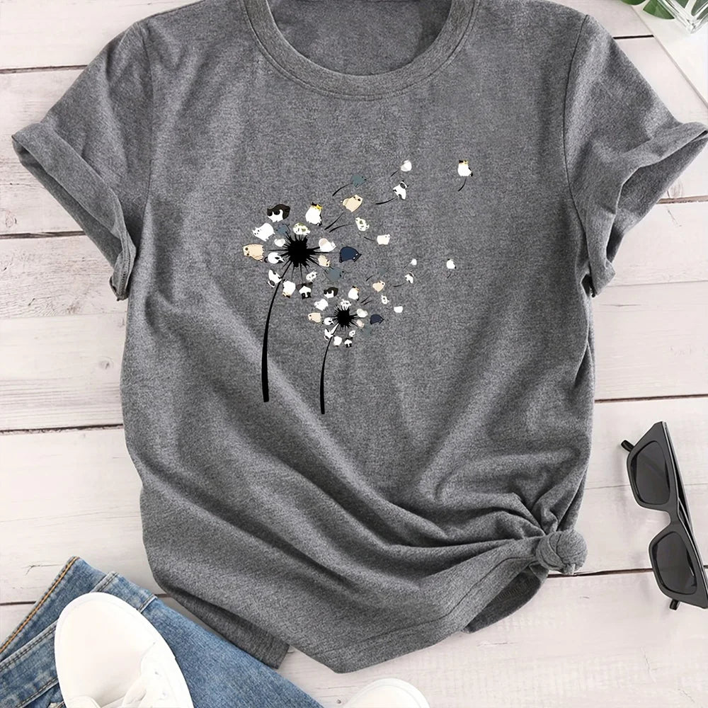 Camiseta floral con bloques de color – Estilo informal y veraniego