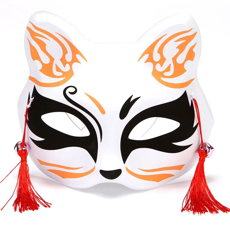 Máscara de conejo de estilo japonés, máscaras de media cara, zorros, conejo, accesorios de cosplay, máscaras de fiesta de disfraces de Halloween, máscara de anime para mujeres y hombres