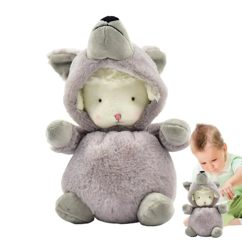 Peluche mouton peluche animaux jouet habiller petite poupée agneau transformation en loup gris / canard jaune / dinosaure peluche agneau Dol