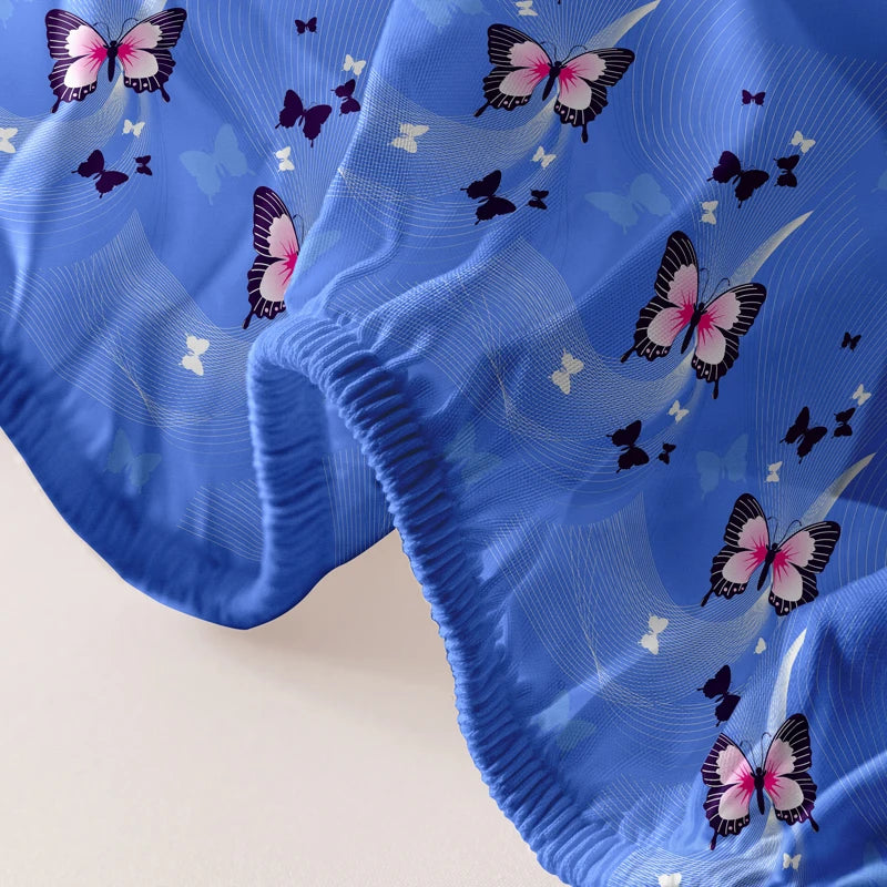 1 stk. utsøkt laken med frostet sommerfugldansmønster, sengeteppe til soverommet med trykk, sengetøy (unntatt putevar)