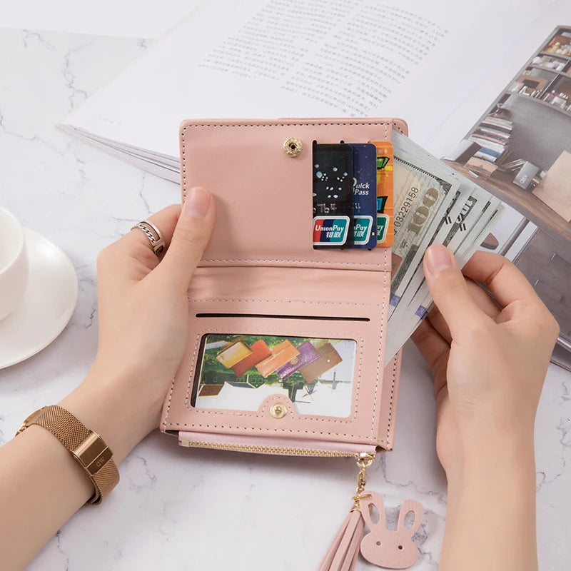 Cartera de mujer de marca de lujo hecha de piel sintética Tarjetero femenino Monederos portátiles para mujer Pequeños monederos con cremallera Regalo para niña
