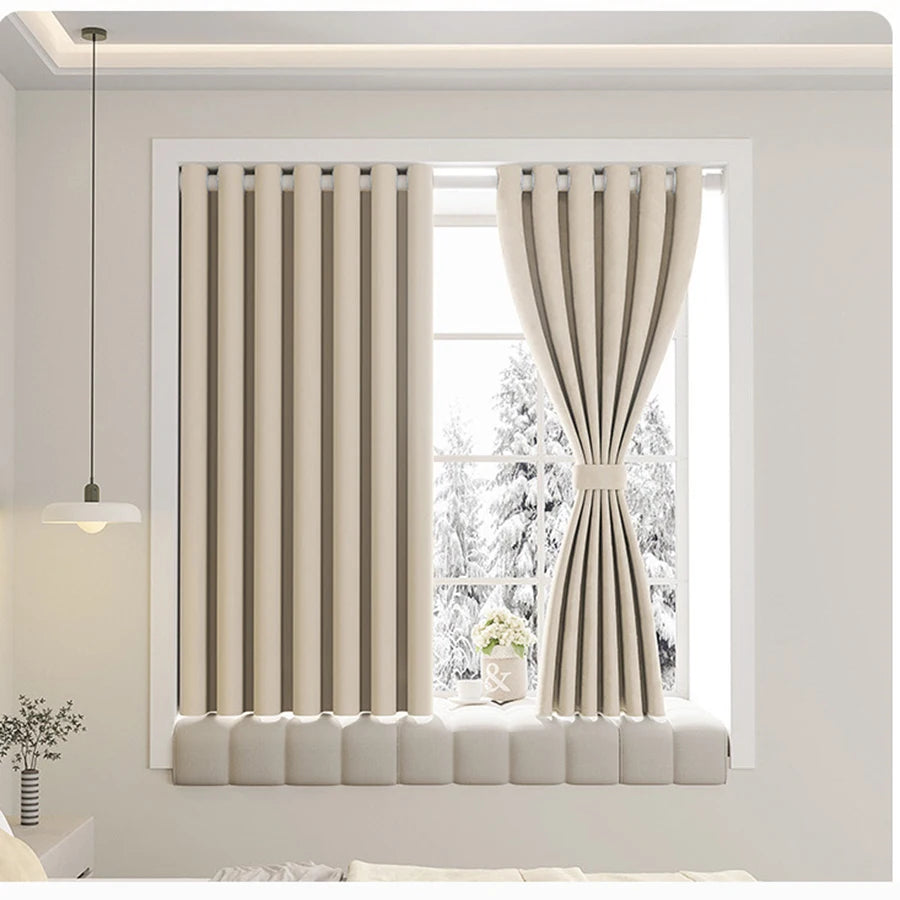 Cortinas para dormitorio con aislamiento acústico y reducción de ruido, modernas y sencillas, cortinas 100% opacas para sala de estar, estores para balcón