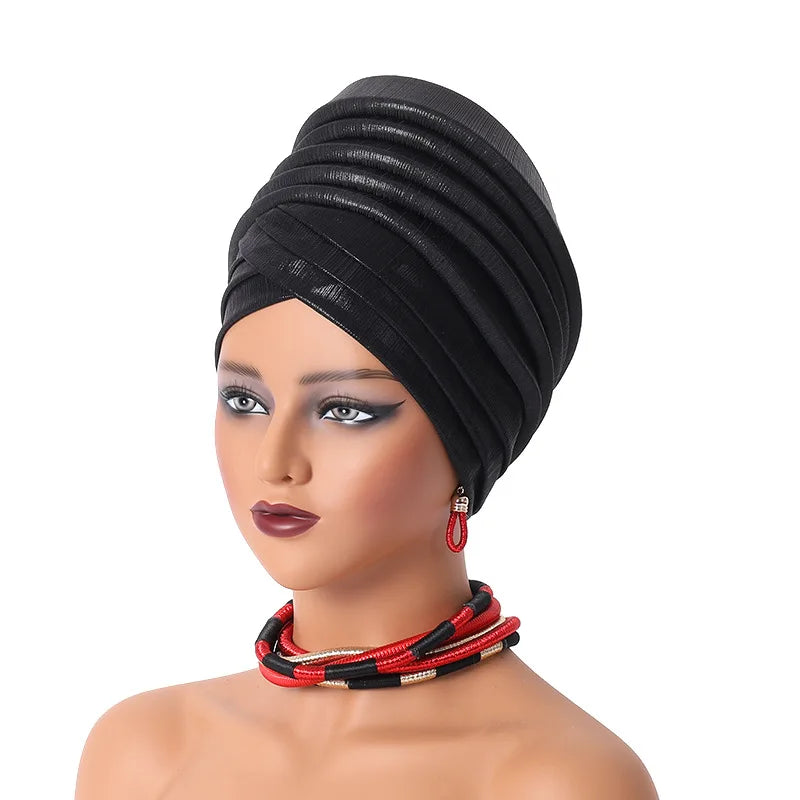 Pleated Auto Gele Headtie – Effortless African Elegance for Every Occasion