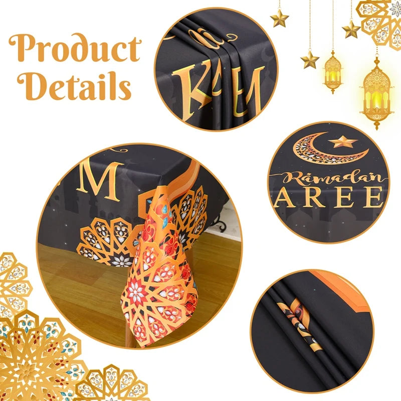 Eid Mubarak Stjernemåneduk Ramadan Kareem Dekor til Hjem 2025 Islamsk Muslimsk Fest Eid Al Adha Utstyr Slottbordduk
