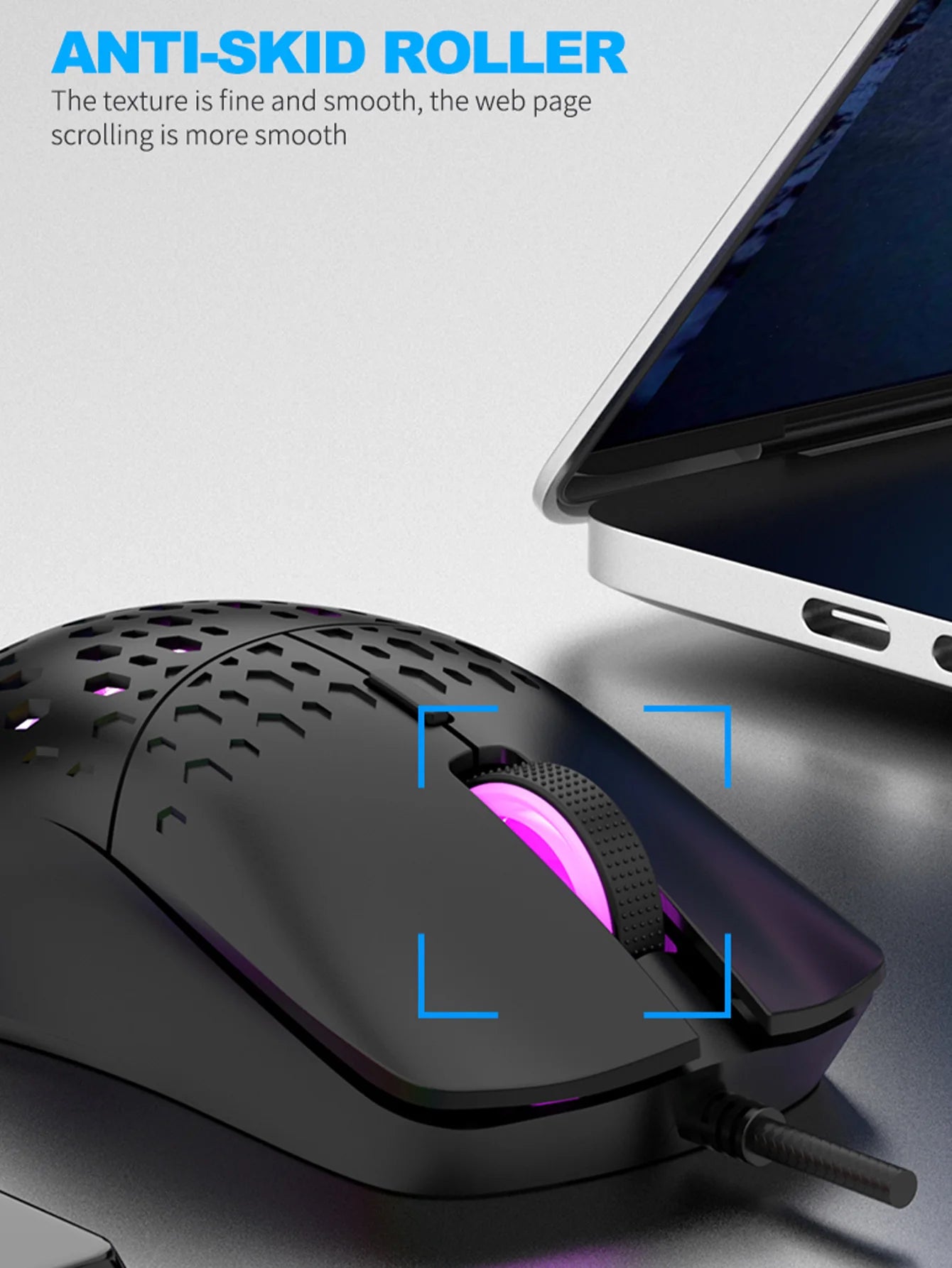 Ratón inalámbrico para juegos, efecto de luz deslumbrante y colorido, DPI variable, ratón perforado con diseño de panal de abeja a la moda