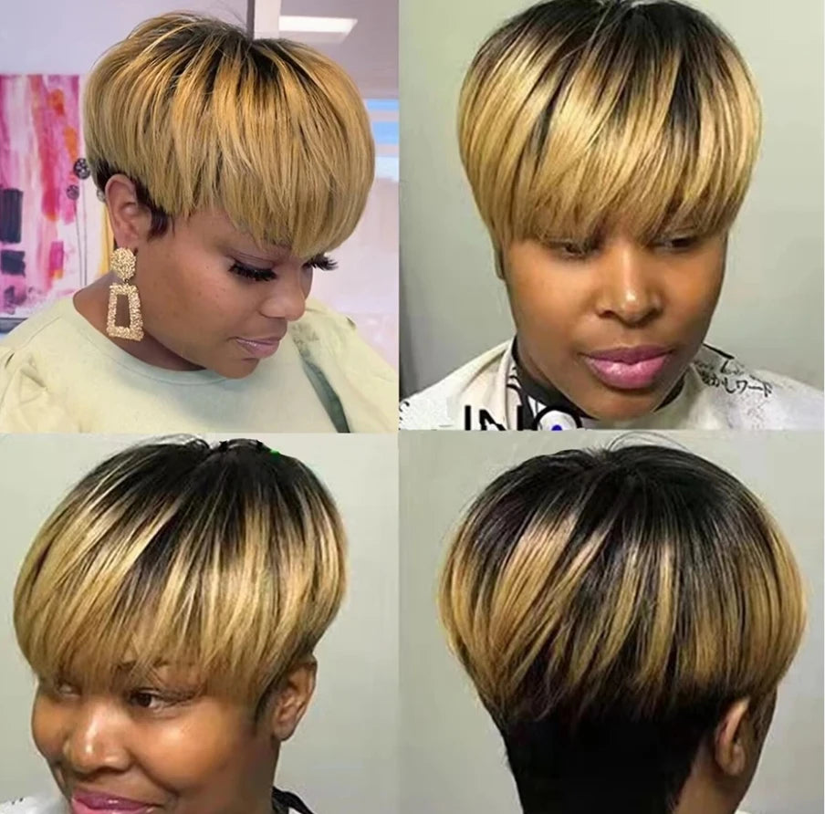 Honey Blonde Ombre Pixie Bob Wig