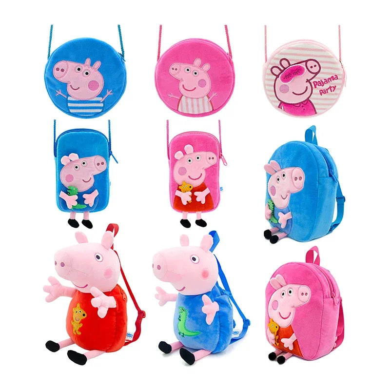 Peppa Gris Skulderveske Stereoskopisk Dukke Ryggsekk Anime Ryggsekk Plysj Myntpung Leker George Rund Pocketbook Barnegaver