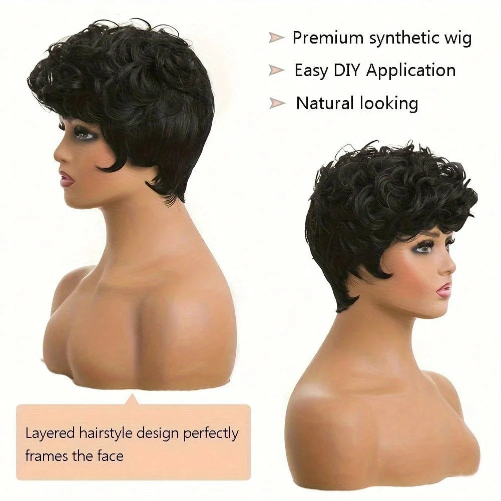 Curly Layered Pixie Wig