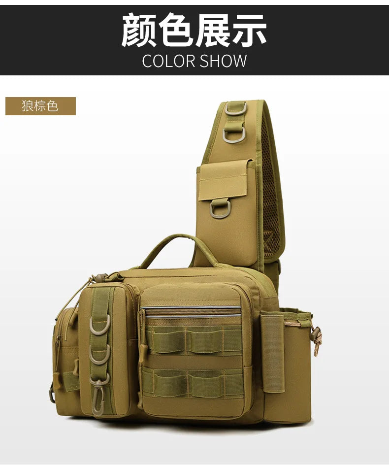 Fishing Tackle Backpack Lure Box Gear Storage Bag Fanny Pack for Men Fly Fishing Backpack with Rod Holder Sling Shoulder Bag