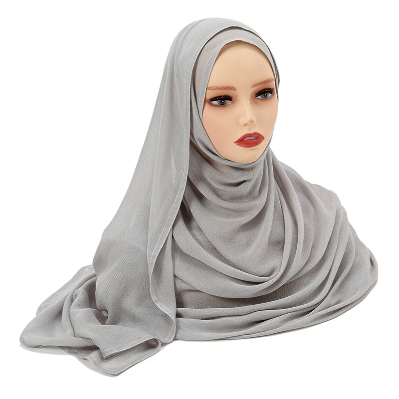 Hijabs musulmanes para mujer, pañuelos finos lisos, chales para mujer musulmana, pañuelo suave de viscosa y rayón, turbante islámico, diadema de 200x85cm