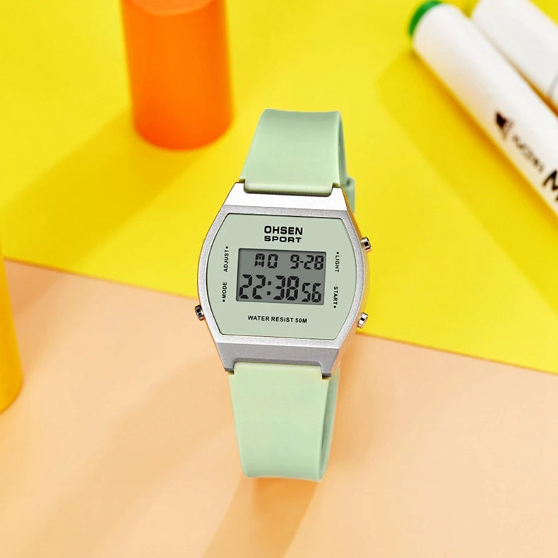 Reloj deportivo digital para mujer, resistente al agua, a la moda, blanco, para damas, reloj de pulsera electrónico para niños, relojes LED con alarma, regalos
