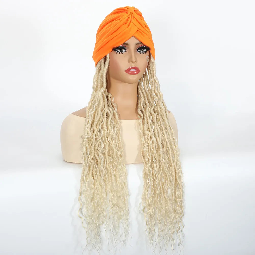 SQRDGQ Synthetic Crochet Hair Woman Wigs Headband Twist Braided Synthetic Wig With Turban Braiding Hair Brown Black Wig Female