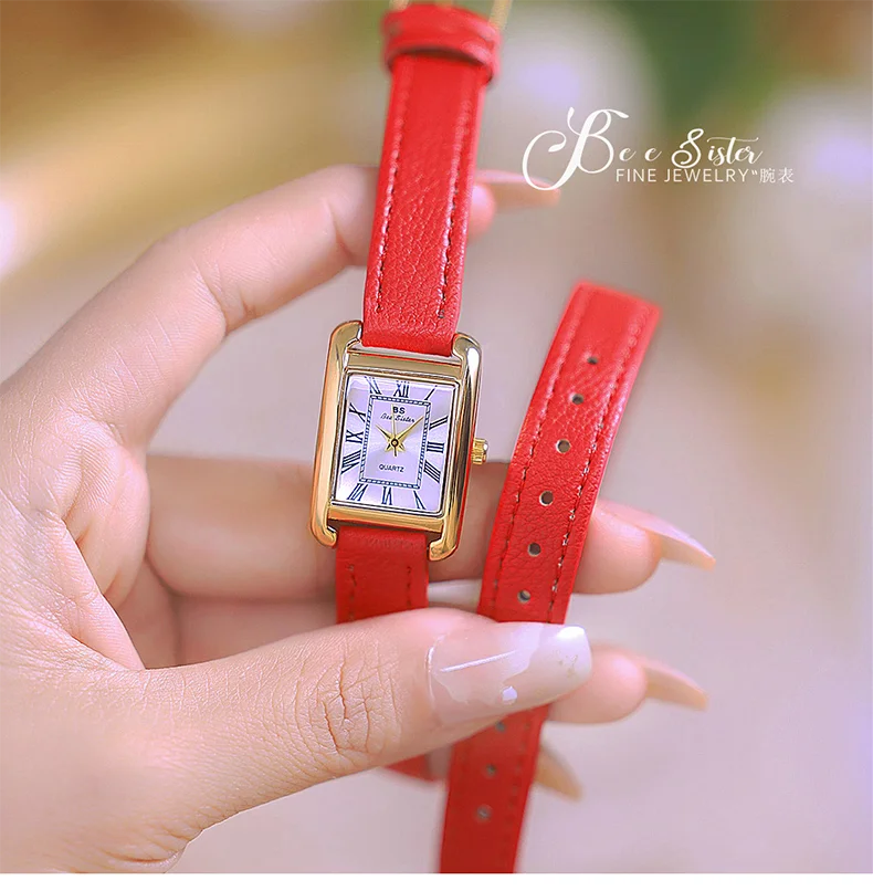 Reloj de mujer elegante retro pequeño cuadrado, correa de cuero de alta calidad, reloj de pulsera impermeable, regalo para novia