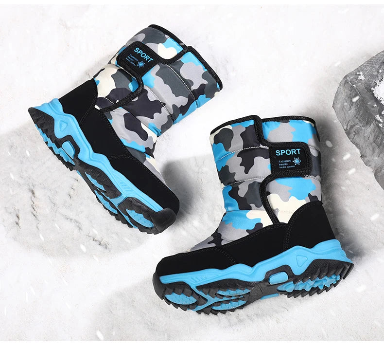 Winter Children Shoes Plush Waterproof Fabric Non-Slip Girl Shoes Rubber Sole Snow Boots Fashion Warm Outdoor Boots
