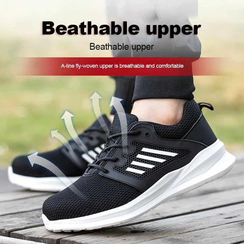 Zapatillas de trabajo con puntera de acero para hombre, zapatos de seguridad a prueba de perforaciones, botas de trabajo, calzado de seguridad indestructible de moda