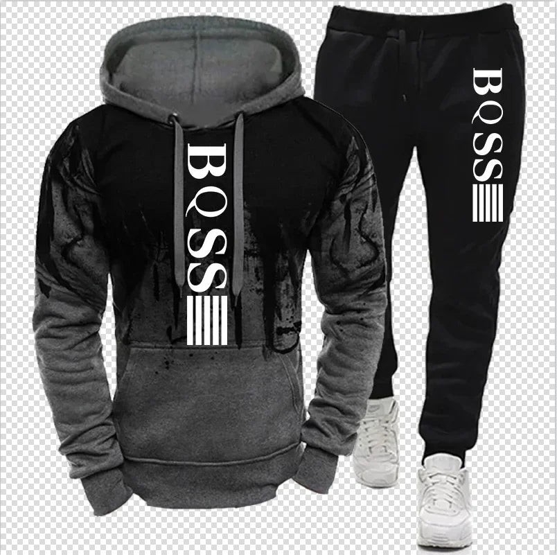 Spring/Autumn Men's Hooded Set Casual Sweatshirt and Pants Two-Piece Outdoor Sports Set Fashionable Hoodie Two-Piece Set Hoodies