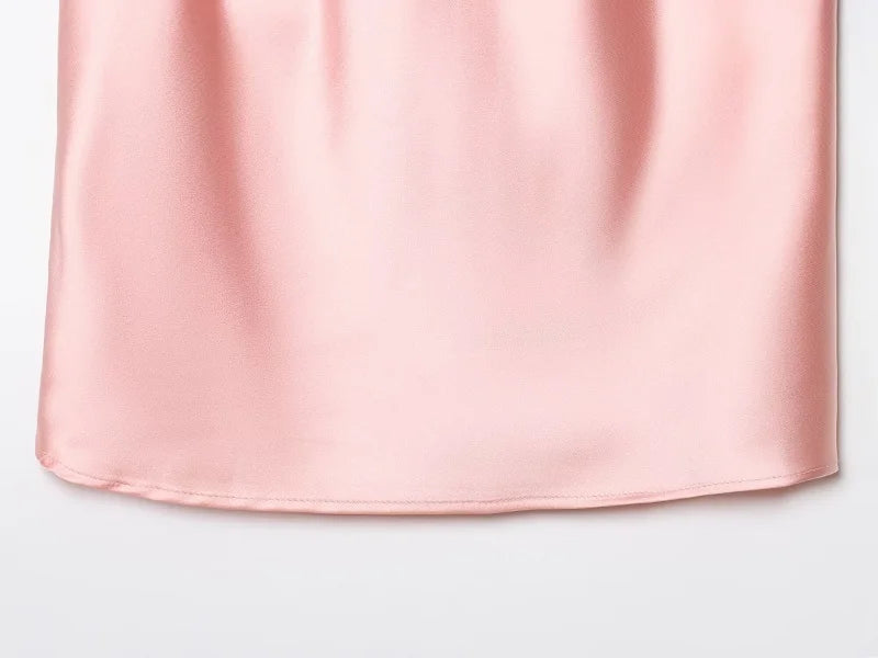 Haut dos nu en satin noir pour femme, haut de plage rose, épaules dénudées, pour l'été